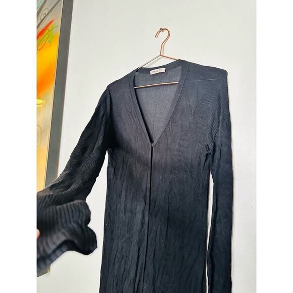 ADEAM Black Long Sleeve V-Neckline Hidden Button Front Shift Dress Size Large - Picture 5 of 8